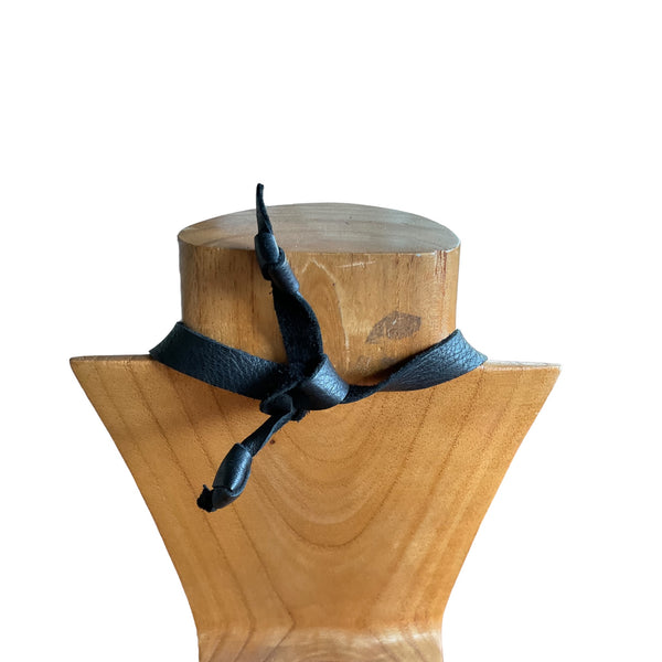 Red Raw Coral Choker with Leather Ban