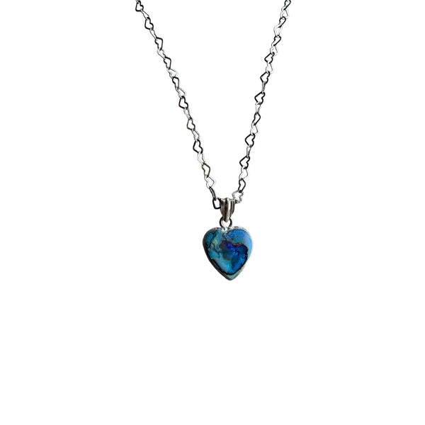 Opal Love Shaped Heart Necklace