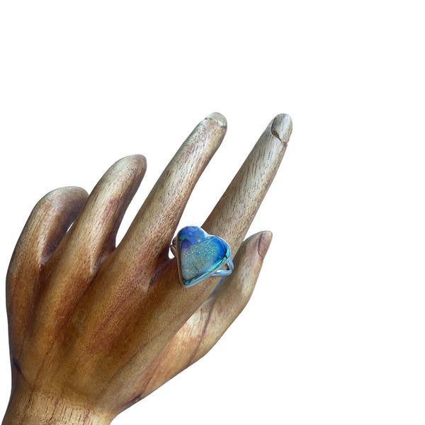 Opal Aura Heart Ring size 8