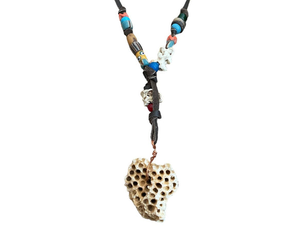 Trade Beads and Leather Necklace