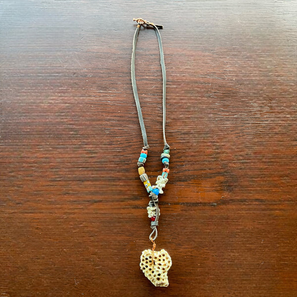 Trade Beads and Leather Necklace