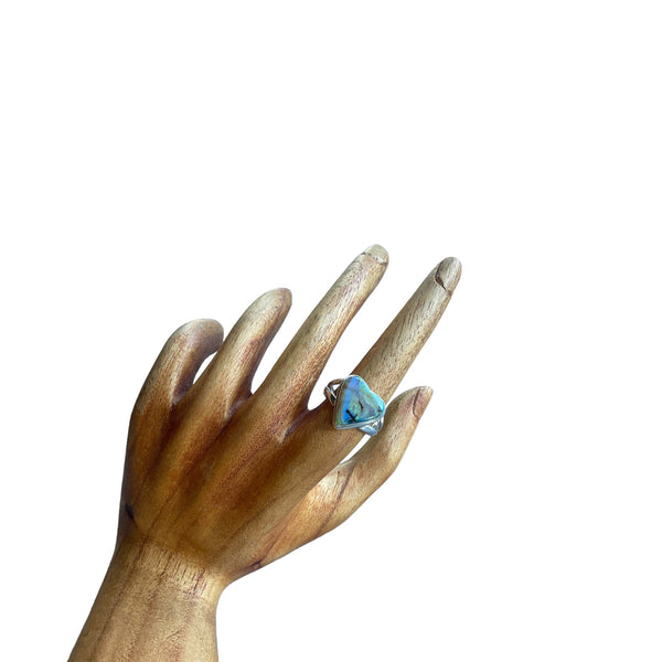 Heart Opal Silver Ring Size 7