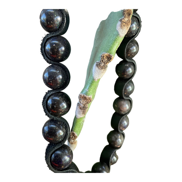 Black Opal Bison Leather Necklace