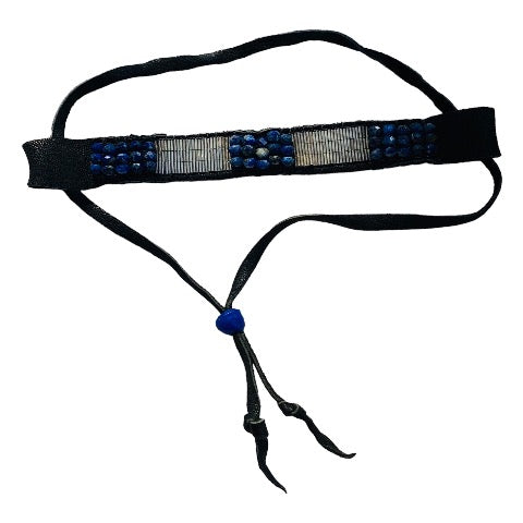 lapis lazuli and liquid sterling silver bracelet with flux leather