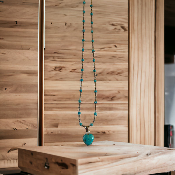 Baby Blue Turquoise Heart Necklace