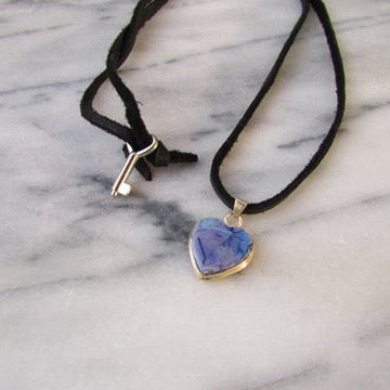 Love is Kind when I found you Opal Heart Necklace on Stormie signature leather