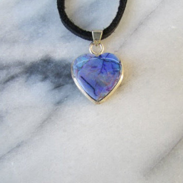 Love is Kind when I found you Opal Heart Necklace on Stormie signature leather