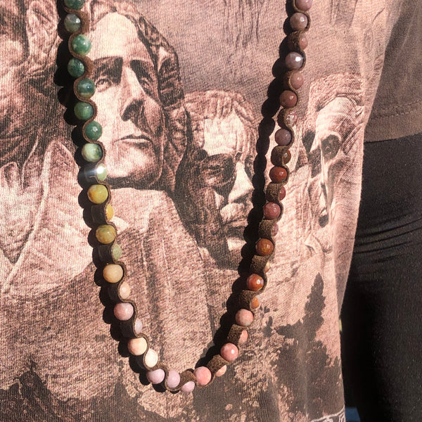 Indian Agate Gemstone Leather Wrap Bracelet