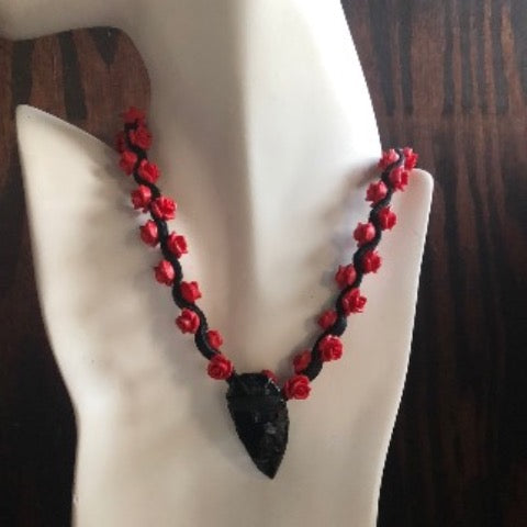 Roses and Arrowhead Necklace