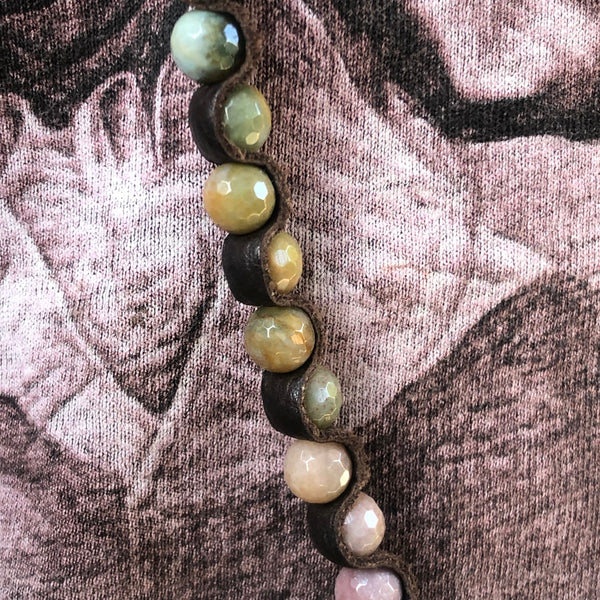 Indian Agate Gemstone Leather Wrap Bracelet