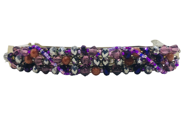 Purple Beaded Hair Barrette