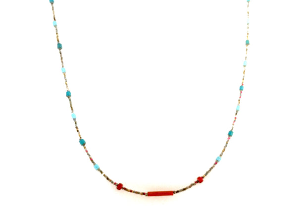 Red & Powder Blue Necklace