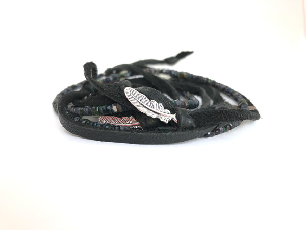 Natural Black Rainbow Opal Bracelet