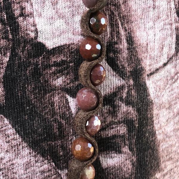 Indian Agate Gemstone Leather Wrap Bracelet