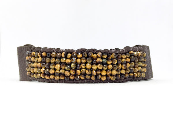 gemstone tigers eye beaded bracelet front view