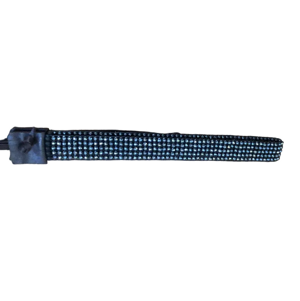 hand-beaded hematite stone hatband on white background