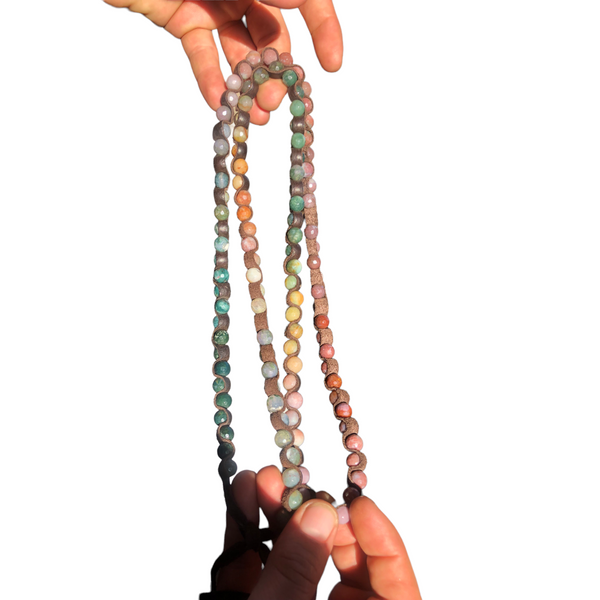 Indian Agate Gemstone Leather Wrap Bracelet