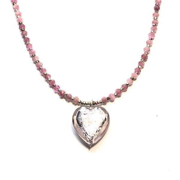 pink tourmaline heart necklace