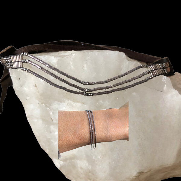 Strarded Loom Beaded Silver Bracelet