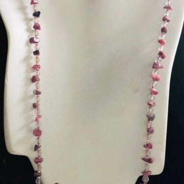 Rose Quartz and Rhodonite Nugget Stormie Necklace