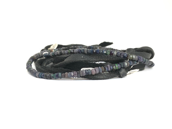 Natural Black Rainbow Opal Bracelet