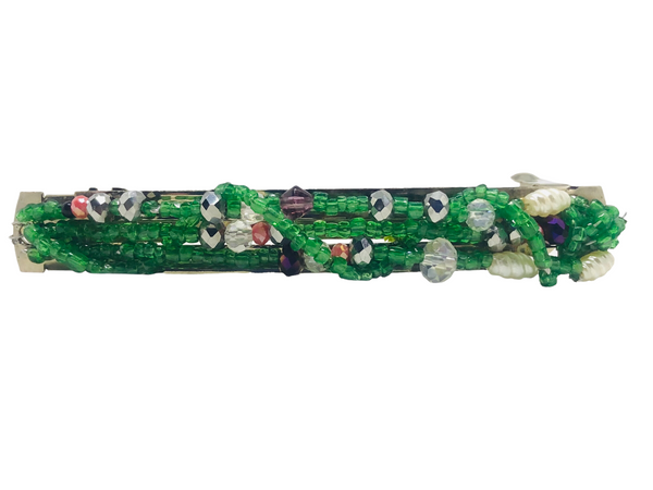 Green Beaded Hair Barrette