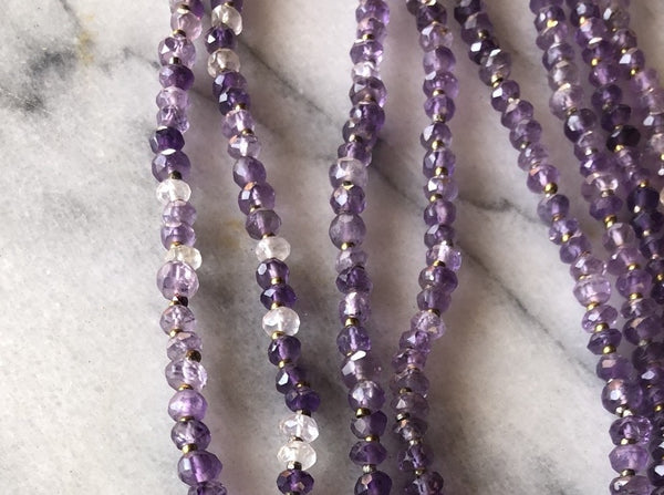 Long Amethyst Gemstone Beaded Necklace 50 inches length - Stormie Art