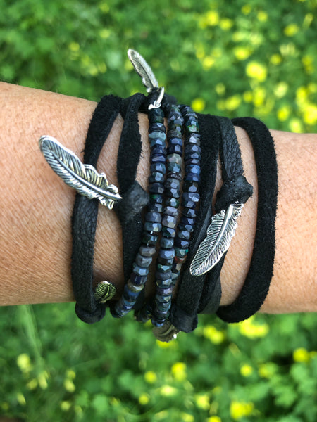 Natural Black Rainbow Opal Bracelet