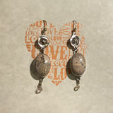 Jasper Dangle Oval Earrings Silver Disc Repurposed Stormie Design