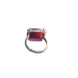 Ruby Ring “Size 9” Stormie Art Original Design Faceted Ruby Square Stone Shape and Set in Sterling Silver