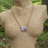 Amethyst Necklace with Gold toned Chain 20 inches