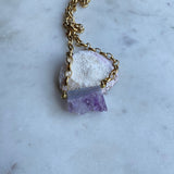 Amethyst Necklace with Gold toned Chain 20 inches