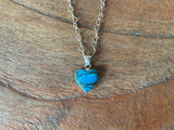 Turquoise Copper Heart-Shaped Pendant Necklace Silver Heart Chain - Stormie Art