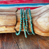 Emerald and Brass Hand Beaded Bracelet Gold - Filled Lobster Clasp