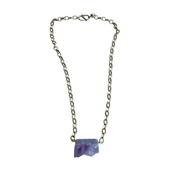Amethyst Necklace with Gold toned Chain 20 inches