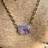 Amethyst Necklace with Gold toned Chain 20 inches