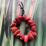 Red Coral Stormie Bracelet with Chocolate Leather Accent