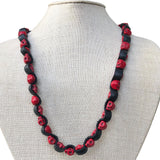 stormie art red skull leather necklace