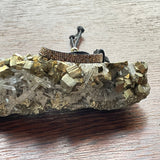 A Movie Star Bracelet Stormie Original Hand Beaded Design with Rare antique mixed metal seed beads custom hand finished with black leather and a Brass pony bead adjustable fits most sizes
