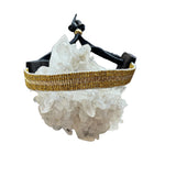 Gold Path Connects with Golden Light Bracelet Stormie Original Handmade beaded design with liquid gold-filled beads black leather & rare antique micro gold metal seed beads fits most sizes adjustable fit