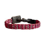 ruby bracelet stormie art front view hand beaded leather red sterling silver 