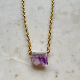 Amethyst Necklace with Gold toned Chain 20 inches