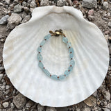 Aquamarine Nugget Copper Heishi  Beaded Bracelet Clasp