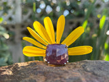 Ruby Ring “Size 9” Stormie Art Original Design Faceted Ruby Square Stone Shape and Set in Sterling Silver