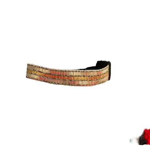 Gold Path Connects with Golden Light Bracelet Stormie Original Handmade beaded design with liquid gold-filled beads black leather & rare antique micro gold metal seed beads fits most sizes adjustable fit