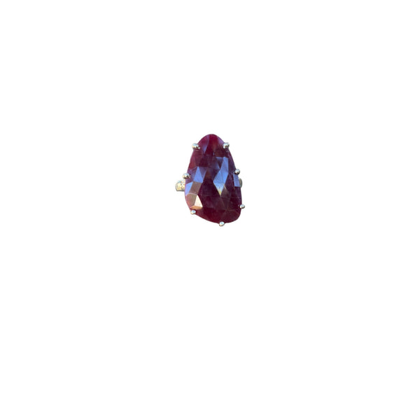Ruby Ring Stormie Art Original Design Rosecut Ruby Teardrop Stone Shape Solitaire and Setting in Sterling Silver