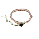 Infinite love and infinite peace Rose Quartz Bracelet Wrap with genuine Bison Coin Button White Leather/Stormie Hand Made with Intentions