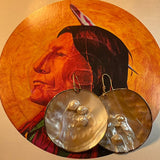 Mother of Pearl Large Round Earrings with Brass Ear Wire Stormie Design