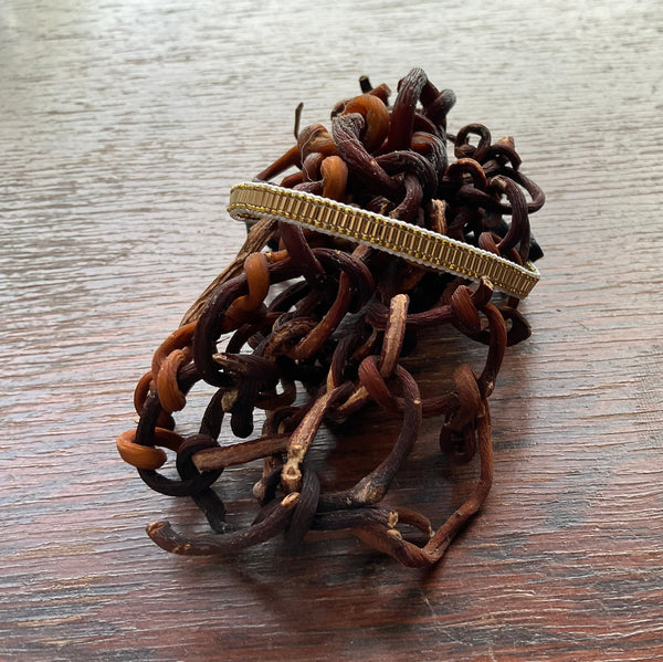 Gold Path Connects with Golden Light Mini Bracelet Stormie Original Handmade beaded design with smooth liquid gold-filled beads black leather & rare antique micro gold metal seed beads fits most sizes adjustable fit