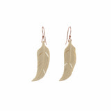 Feather Carved Bone Earrings on copper wire handmade Stormie jewelry